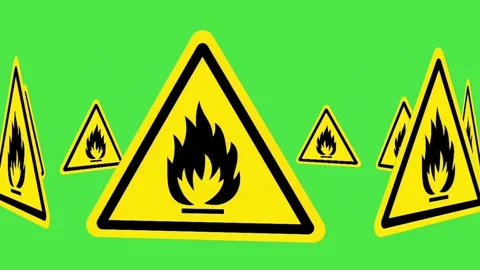 Fire Hazard Warning Sign animation on Green Screen Stock Footage 334584846