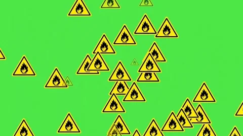 Fire Hazard Warning Sign animation on Green Screen Stock Footage 334584869