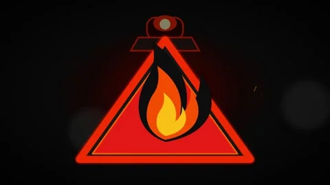 Fire Hazard Warning Triangle Sign Animation 스톡 동영상 335400454