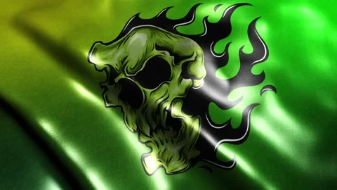 Fire head skull in flag Video stock 166503474