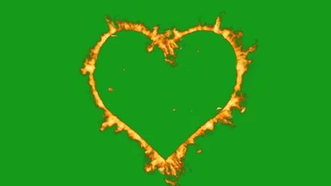 Fire heart motion graphics with green screen background Stock Footage 170152259