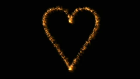 Fire heart motion graphics with night background Stock Footage 133684426