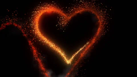 Fire heart stroke particle trail animation background Video stock 148938528
