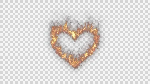 Fire Heart with transparent (alpha) background Stock Footage 252015735