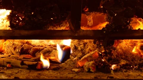 The fire in the hearth. Fire in the fireplace. Stock Footage 102241000