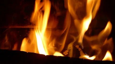The fire in the hearth. Fire in the fireplace. Stock Footage 102247074