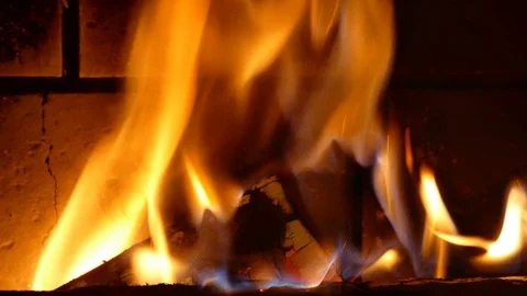 The fire in the hearth. Fire in the fireplace. Stock Footage 102274383