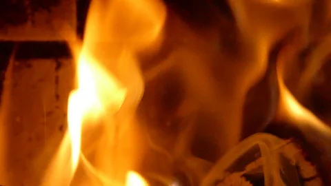 The fire in the hearth. Fire in the fireplace. Stock Footage 102274423