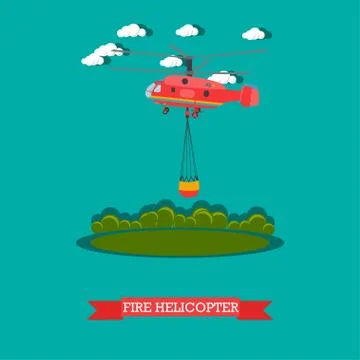 Fire helicopter vector illustration in flat style Stock Illustration