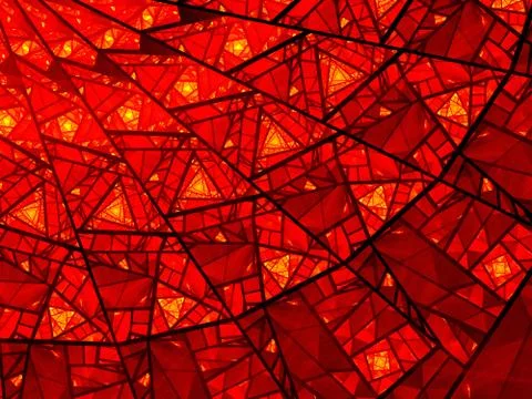 Fire of hell stained glass, computer generated abstract background Illustrazione stock