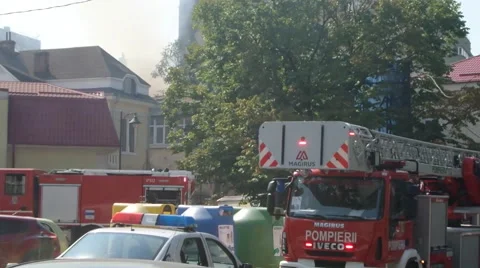 Fire At Heritage House In Bucharest Stock Footage