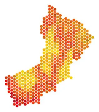 Fire Hexagon Oman Map Stock Illustration