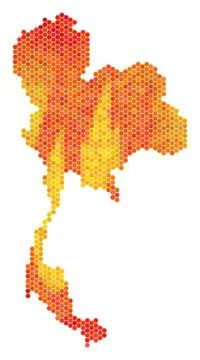 Fire Hexagon Thailand Map Stock Illustration