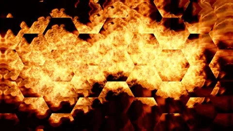 Fire hexagonal honeycomb. Fiery hexagonal screen saver. Seamless loop. Stock Footage 240281884