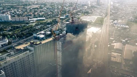 Fire in a high-rise building Ilustración de archivo