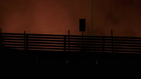Fire on the highway Stock Footage 207529661
