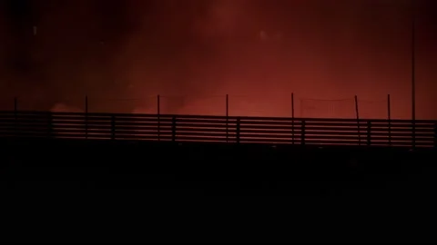 Fire on the highway Stock Footage 207530426