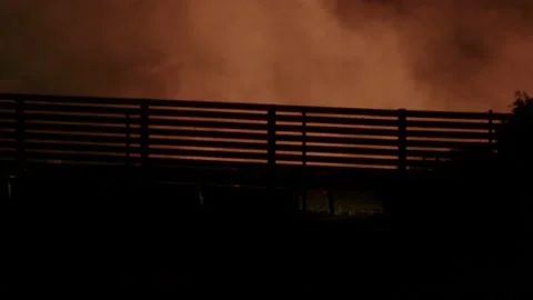 Fire on the highway Stock Footage 207530619