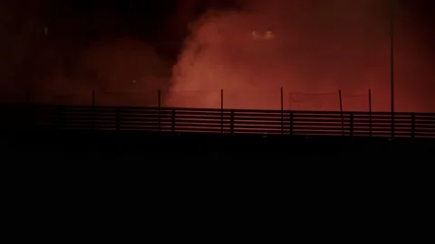 Fire on the highway Stock Footage 207530868