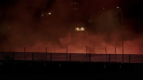 Fire on the highway Stock Footage 207532031