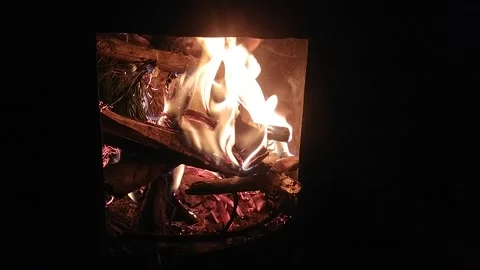 Fire in home at night Video stock 240834261