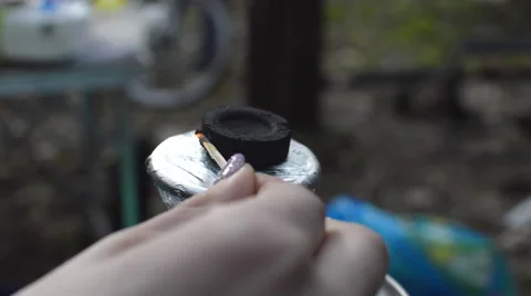 Fire Hookah at Nature Stock Footage 62525708