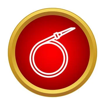 Fire hose icon in red circle for emergency safety Stock Illustration