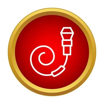 Fire hose nozzle and coiled pipe icon Stock Illustration