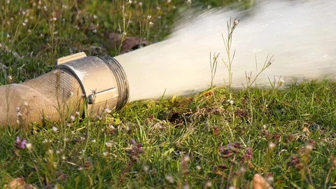 Fire hose pumping water 2 Stock Footage 106422128