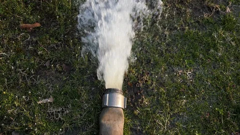 Fire hose pumping water 3 Stock Footage 106450973