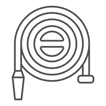 Fire hose reel thin line icon. Fire Station Sleeve outline style pictogram on Stock Illustration