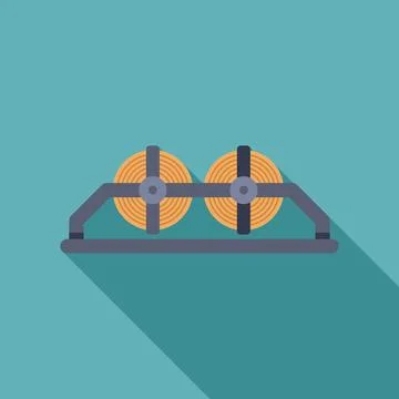 Fire hose reels mounted on a wall with long shadow Stock Illustration