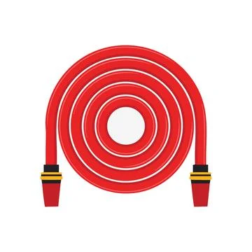 Fire hose roll. Red fire hose rolled up in a spiral with yellow and red con.. Stock Illustration