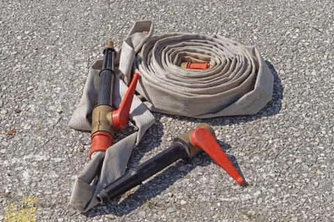 Fire hose used Stock Photos