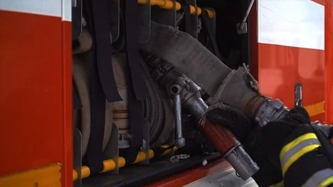 Fire hoses at fire station 库存影片 89078389