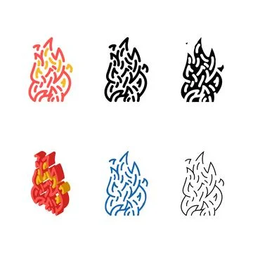 Fire hot color icon vector variants Stock Illustration