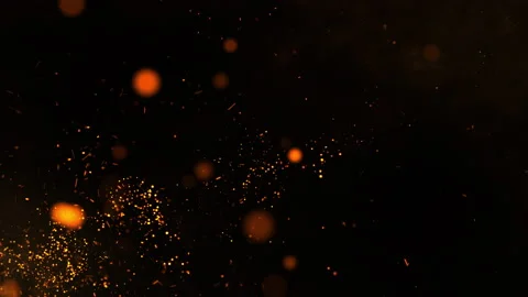 Fire hot sparks particles burning on black background Stock-Footage 154170579