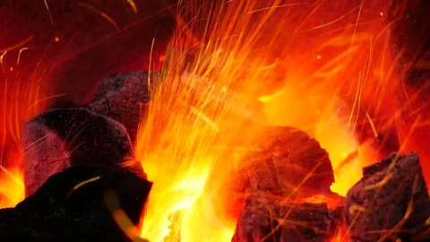 Fire in a hot stove Stock Footage 104862594