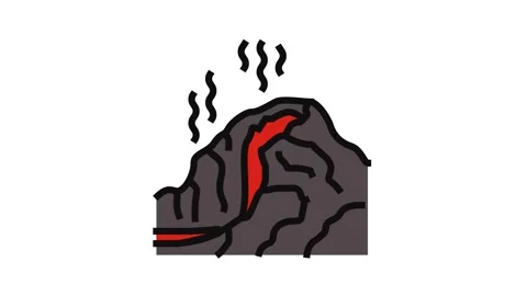 Fire hot volcano color icon animation Stock Footage 326099257