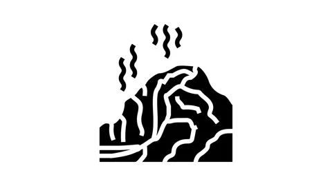Fire hot volcano glyph icon animation Stock Footage 326157416