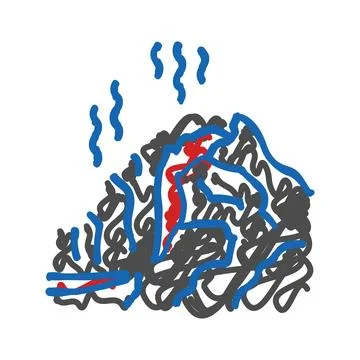 Fire hot volcano icon doodle illustration イラスト素材