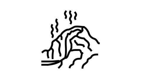 Fire hot volcano line icon animation Stock Footage 326135542