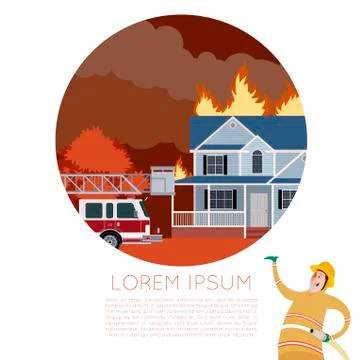 Fire in the house banner Stock Illustration