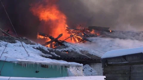 Fire. House. Explosion. War Stock Footage 85265015