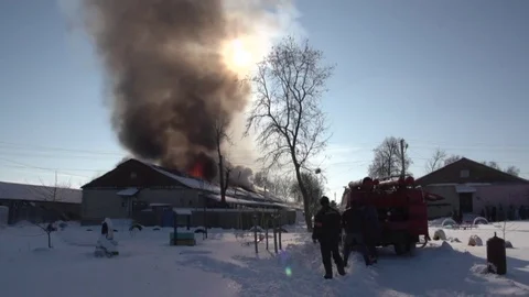 Fire. House. Explosion. War Stock-Footage 85265026