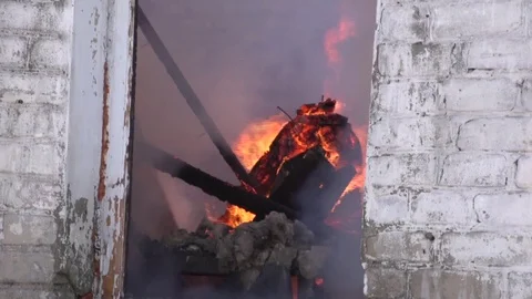 Fire. House. Explosion. War Stock Footage 85265036