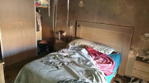 Fire in a house. Stock Photos