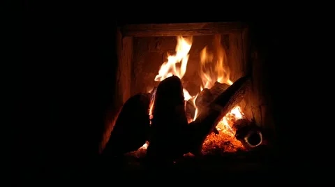 Fire in the house in the stove Video stock 181456593
