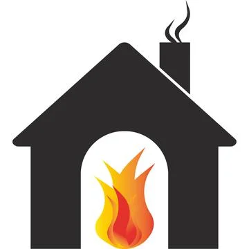 A fire in the house. Vector black image. Stock Illustration