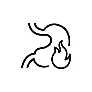 Fire in the human stomach icon Stock Illustration